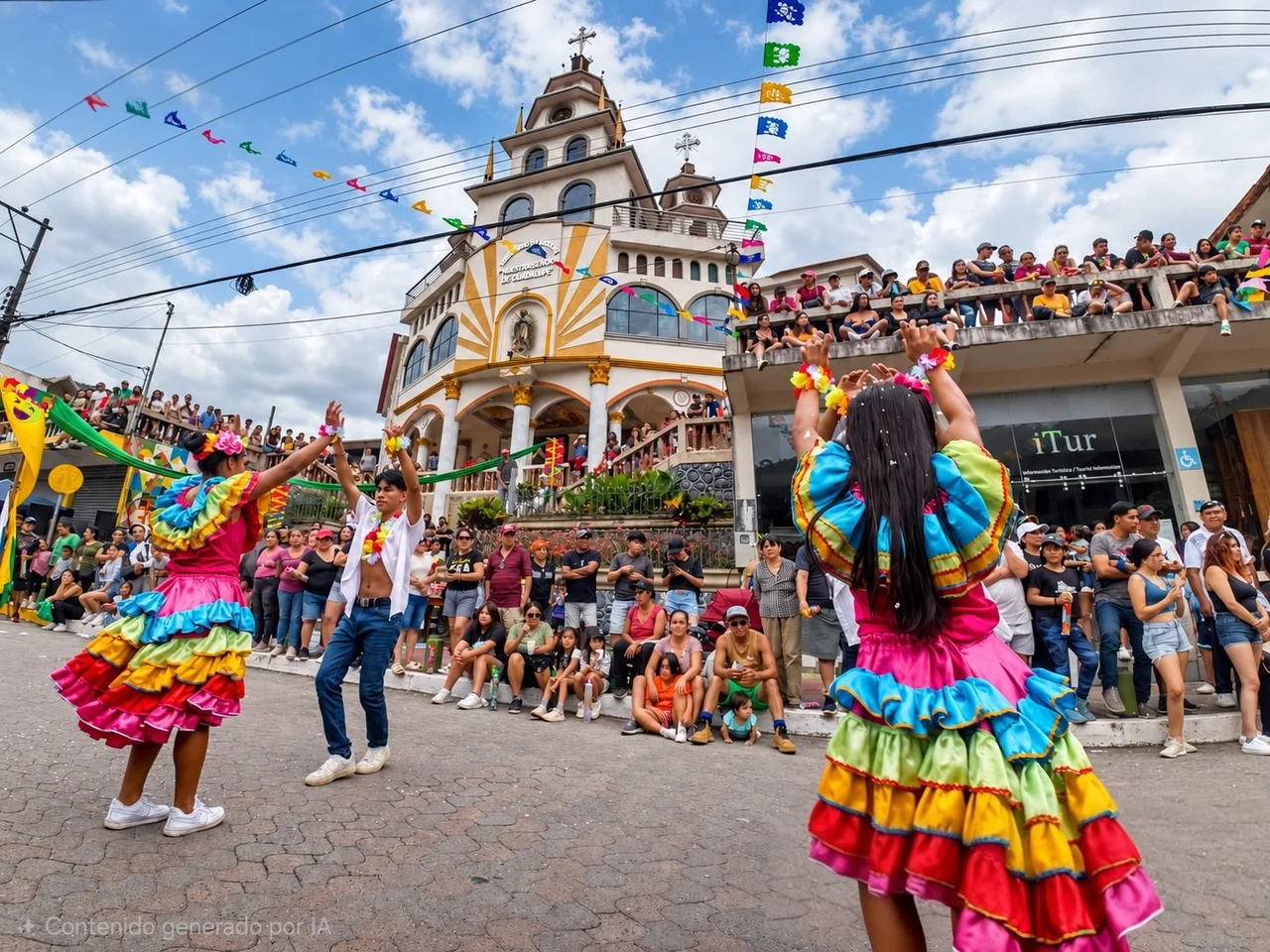 Carnaval de Limón Indanza - comparsas frente a la iglesia